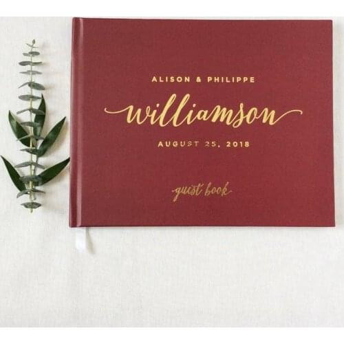 Personalized wedding Guest Book Modern Calligraphy Foil Wedding Guest Book - Hardcover - Wedding Guestbook, Custom Guest Books