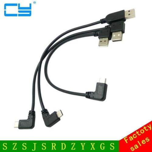 Type-c male 90 degree left angled to usb male left angled Short cable sync data charge For oneplus 3 letv xiaomi 4c huawei P9