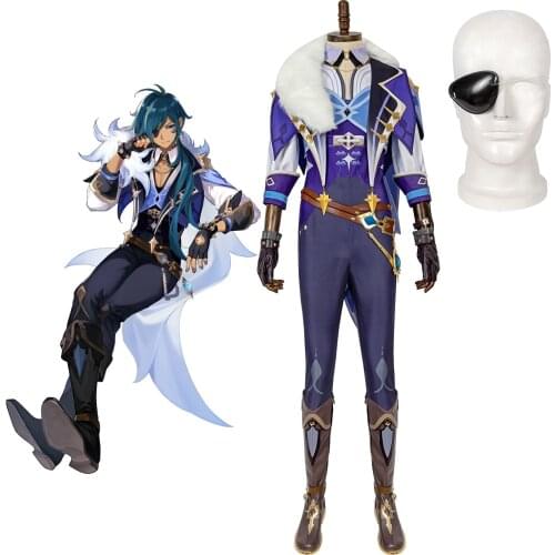 Genshin Impact Kaeya Cosplay Costume Kaeya Alberich Clothes Boots Full Set Custom Made for Unisex