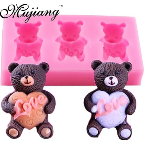 Mujiang DIY Animals Silicone Baking Mold Bear Fondant Cake Decorating Tools Sugarcraft Cupcake Chocolate Candy Clay Moulds