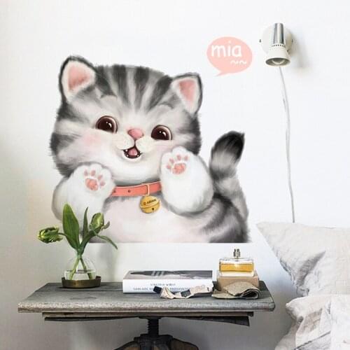 Cartoon Cute Cat Wall Stickers Girls Room Decoration Living Room Skirting Line Wallpaper Porch Corridor Self Adhesive Home Decor