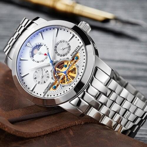 XINQITE Man watch 2020 brand luxury Mechanic Watches Stainless Steel Waterproof Automatic Watch Multi-function mechanical watch