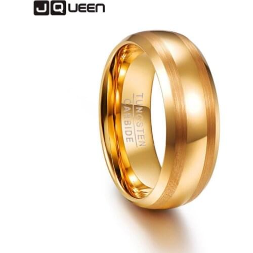 Gold Color Men Rings 100% Tungsten Carbide Wedding Bands Multi-size Anillos Para Hombres Pierscienie