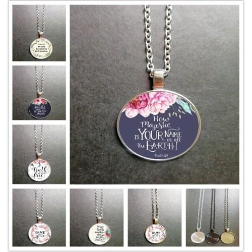 New Psalm 8:9 How Majestic Is Your Name In All The Earth Bible Verses Nursery Necklace Fashion Jewelry Religion Pendant