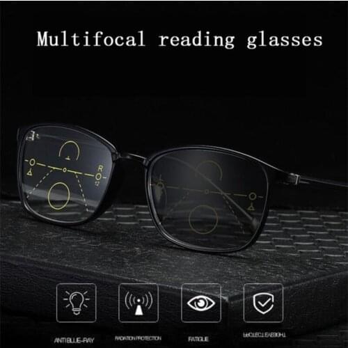 New Metal Progressive Reading Glasses Men Bifocal Anti Blue Ray Multifocal Presbyopic Glasses Half Frame Eyewear diopter 1.0-4