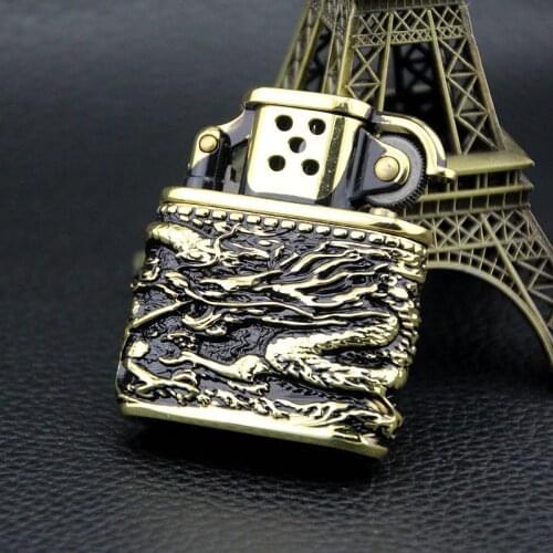 Helmet God Dragon Golden Black Pure Copper Shell Coal Lighter Smoke Accesoires Lighter Vintage Regalos Para Hombre Originales