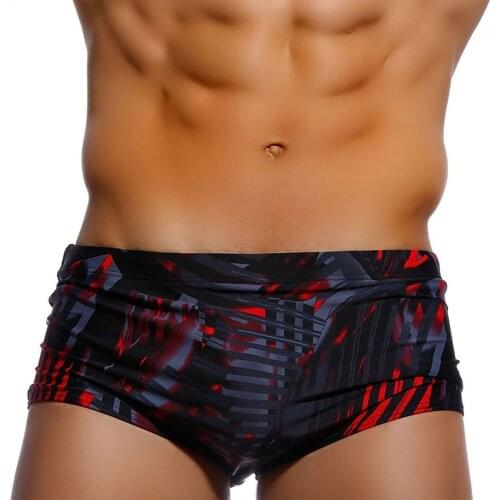 Men Swim Trunks Black Red Phantom Abstract Printed Fashion Boxer Quick Drying Swimwear homme SummerSwimming Shorts