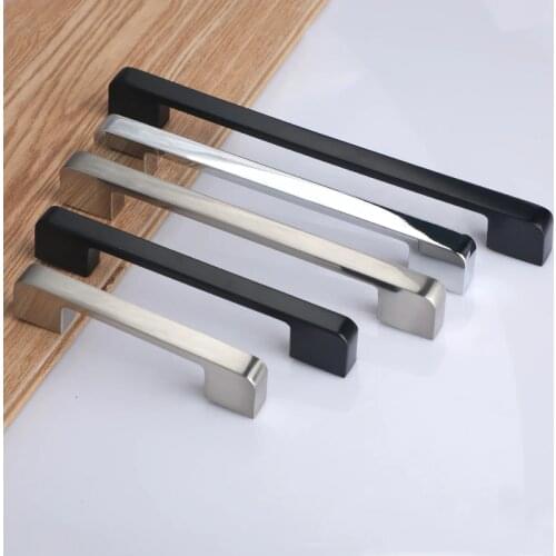 96mm silver drawer kitchen cabinet handle stain nickel dresser cupboard door pull modern simple chrome black furniture handle