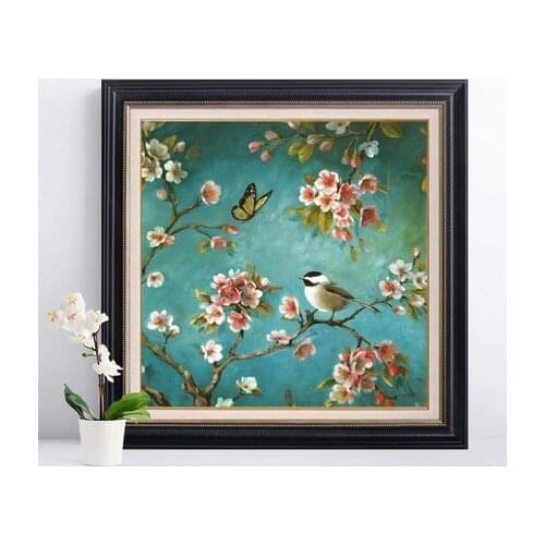 Needlework,DIY Cross stitch,Sets For Embroidery kits Chinese Plum Flowers and Birds Printed Pattern Cross-Stitch painting gift