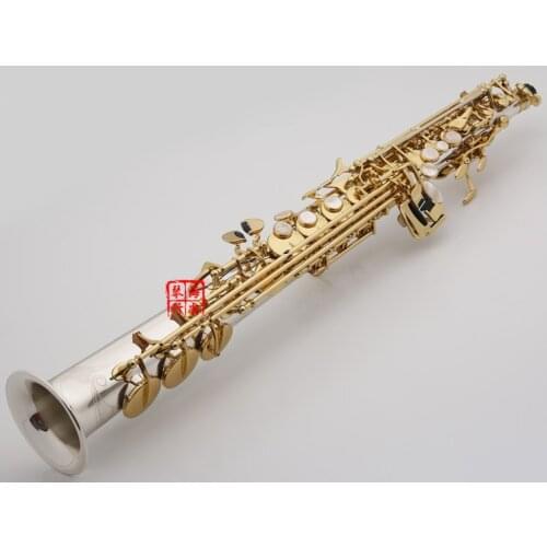 Soprano Saxophone W-037 Nickel silver High Quality Straight B flat Sax Musical Free Shipping with Hard boxs