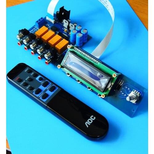 Assembled HIFI remote control volume control preamp board 4 ways input + display