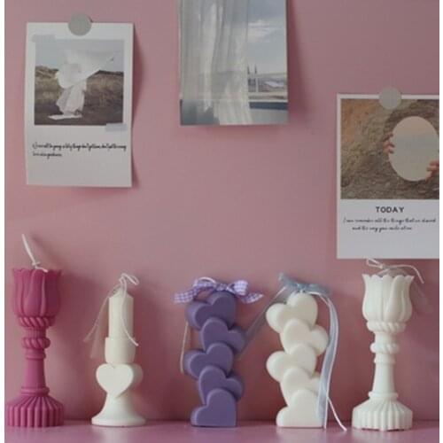 Scattered Love Heart Shape Candle Mould Soy Wax Silicone Candle Mold For Plaster Hand-made Soy Aroma Wax Soap Mold