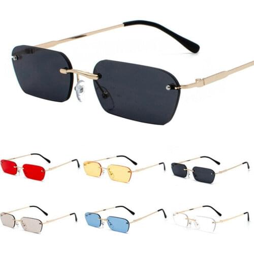 Occhiali da Sole Senza Montatura Steampunk Rettangolare Piccolo per Uomo e Donna