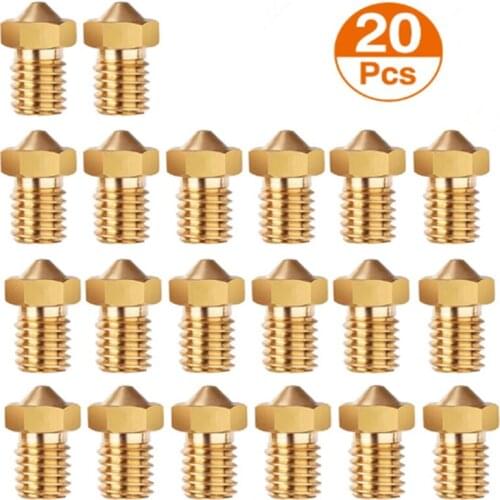 20pcs/lot 3D Printer Parts V5 V6 M6 threaded Nozzle 0.2 0.25 0.3mm 0.35 0.4mm 0.5 0.6 0.8 1.0 Part Copper 1.75mm Filament