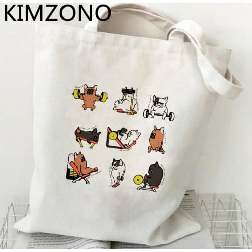 French Bulldog shopping bag bolsa canvas shopper grocery bolsas de tela handbag bag tote string fabric sacola cabas