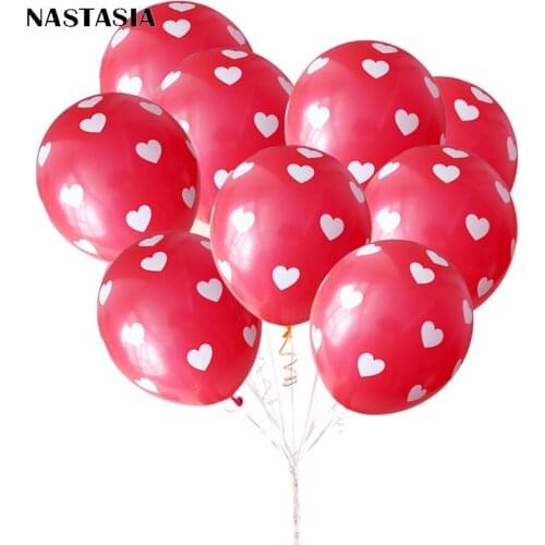 NASTASIA Red printed heart latex balloon 12 inch 30pcs wedding favors and gifts ballons decoration birthday anniversaire fille