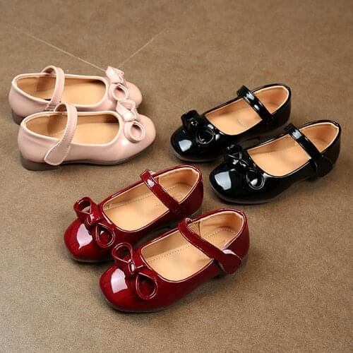 Spring Autumn Baby Children Girls Cute Flat Heel Princess Shoes with Bow-knot Non-slip Children Dancing Shoes Girl Birthday Gift