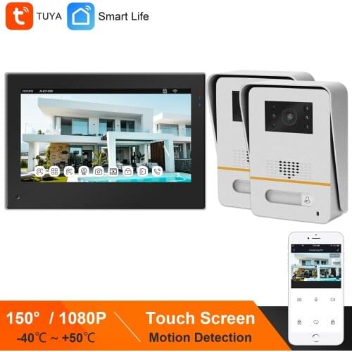 HomeFong WIFI Video Intercom TUYA Alexa /Google Home IP Video Door Phone Smart System for Villa Touch Screen 150° Doorbell 1080P