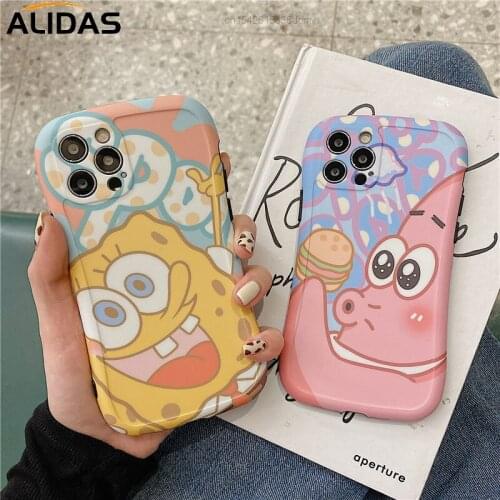 Y2k Cartoon Shell Phone Case For Iphone 7 8 Plus X XS SE Max XR 11 Pro Max 12 12Promax Sponges Patrick Bobs Star Spongebobs 90s
