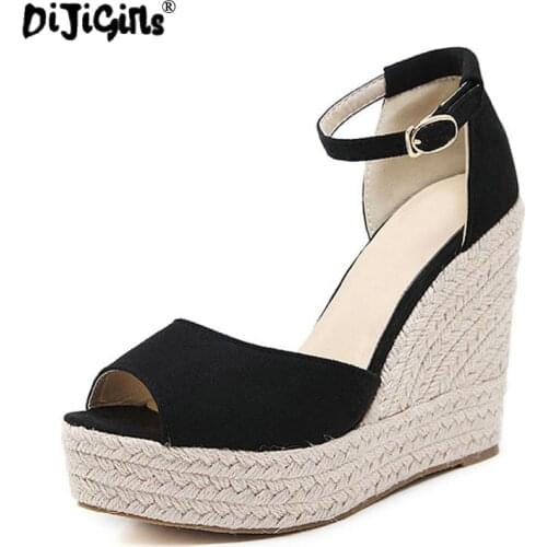 Dijigirls Size 41-42 Fashion Superior Quality Comfortable Bohemian Wedges Women Sandals For Lady Shoes High Platform Open Toe