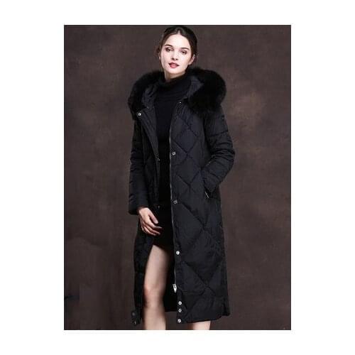 Women Winter 90% Duck Down Jacket New Luxury Natural Raccoon Fur Female Long Hooded Coat Parkas Hot Sale LX2245