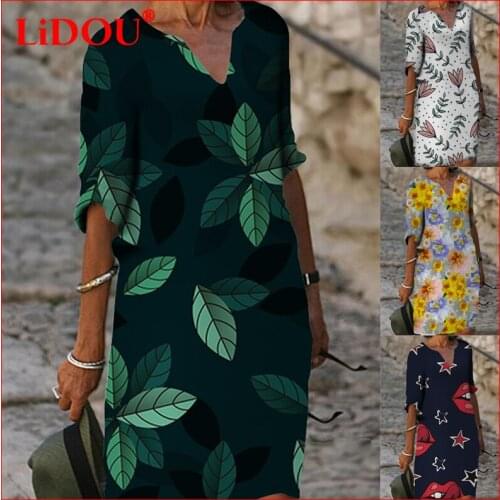 Dresses Woman Summer 2021 Floral Print Aesthetic Casual Vestidos Beach Party Sundress Elegant Vintage Midi Dress Female Clothing