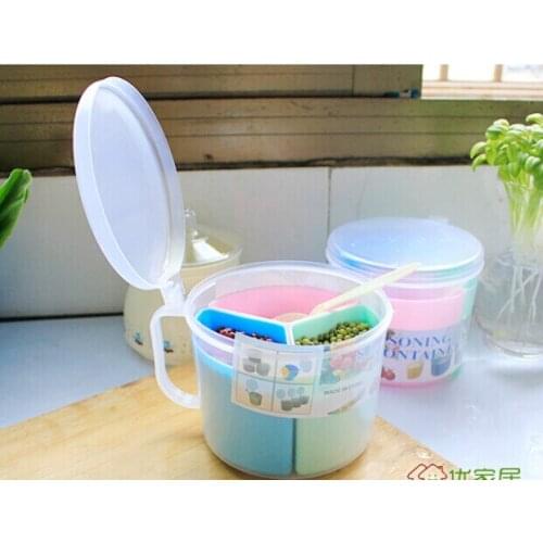 1PC New Multifunction Round Plastic Three Color Detachable Multipurpose Seasoning Box For Kitchen Storage Jar OK 0055