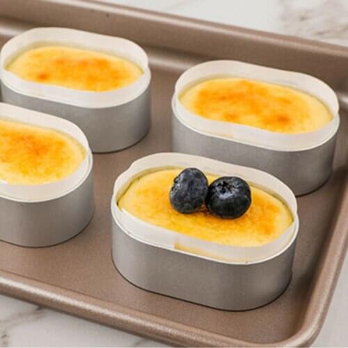 10Pcs Cheese Mould Aluminum Alloy Oval Mousse Semi-cooked Ring Egg Tart High Temperature Oil Paper Cake Cutting Baking Mold