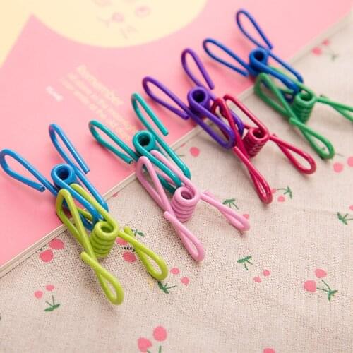 10pcs Color Clothes Clip Multi-purpose Elastic Storage Folder Household Clothespin File Food Sealing Clips Book Photo Folders