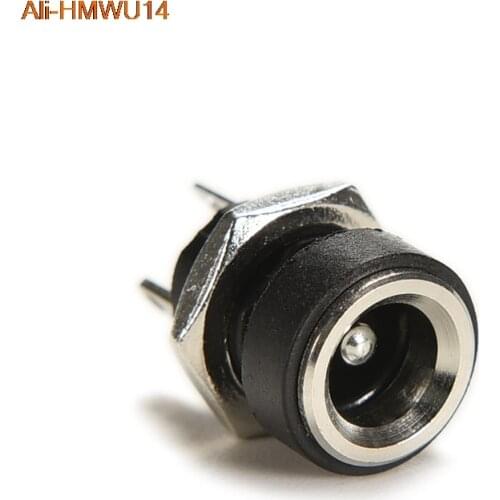 10 Pcs With Nut 5.5mm X 2.1mm 3A 12 V DC Power Socket 2-pin Plug Female Panel Mount Converter Connector Adapter