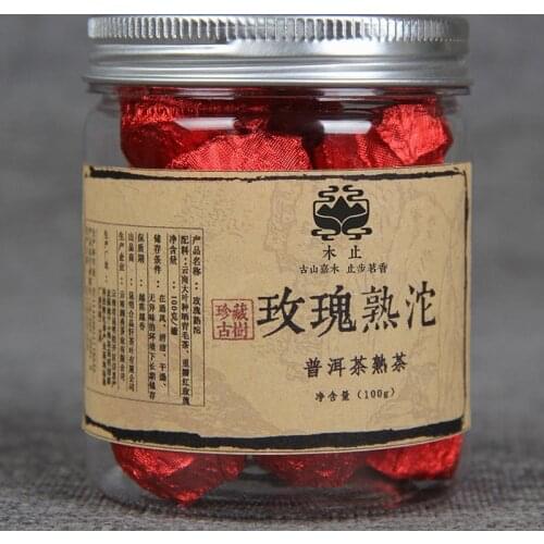 100g/jar The Oldest pu'er Tea Chinese Yunnan Rose Ripe Tea Green Food for Health Care Weight Lose