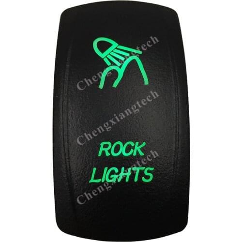 DC 12V 24V ROCK LIGHTS Rocker Switch GREEN Led lamp 5 Pin ON/OFF SPST Waterproof IP66