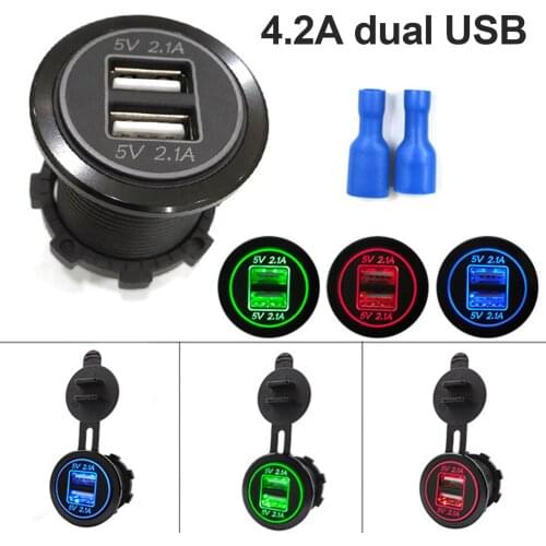 2020 Car Motorcycle 12V-24V Dual USB Port Charger SmartPhone Power Supply Tabelt GPS Socket Adapter for IPhone Samsung Huawei MI