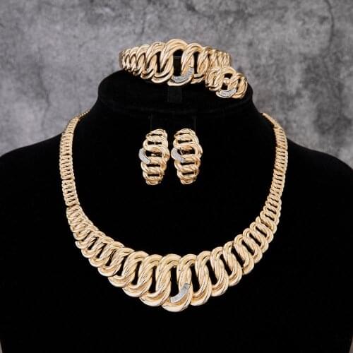 2020 MayBridal Gift Nigerian Wedding African Beads Jewelry Set Brand Woman Fashion Dubai Gold Color Jewelry Set Wholesale Design