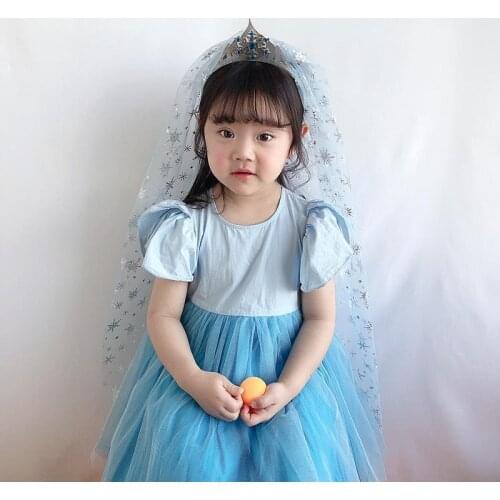 2021 Easter Crown Jewel Girl Little Princess Headband Double Tulle Bridal Veil Wreath Lace Wedding Banquet Wreath Headband