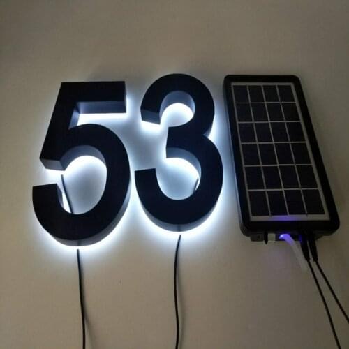 3D Solar house number(#0-9) led illuminated address number Automatic Control Sensor Switch function door plate