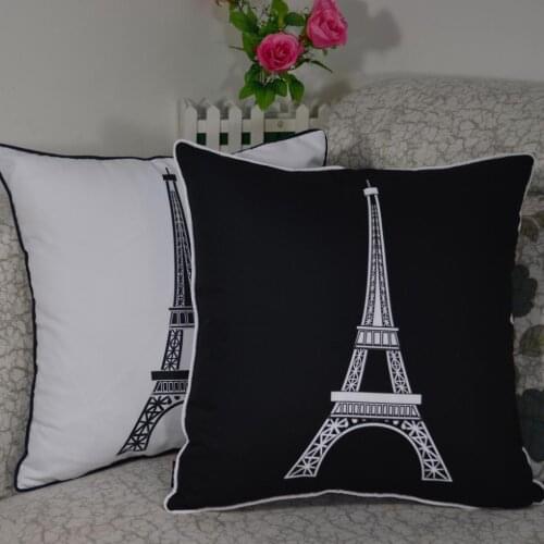 45*45 cm Decorative Vintage Paris Eiffel Tower Printed High Quality Throw Cushion Cover Pillow Case for Home Decor Sofa