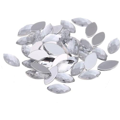 Acrylic Flat Back Marquise Earth Facets Many Sizes Crystal Color Acrylic Shape Glue On Beads Decorate Diy