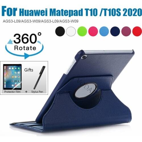 Tablet Case For Huawei MediaPad T10 S 10.1 inch AGS3-L09/W09 360 Rotating Flip PU Cover Stand Smart Case Tablet PC Protective