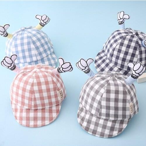 2019 New Childrens Hat Boy Girl Baby Hat Thumb Baseball Hat Soft Plaid Baby Beret Hat Visor Hat