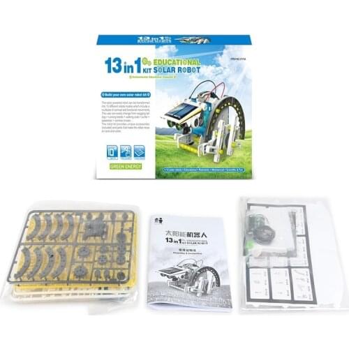 13 in 1 Childrens Puzzle DIY Assembled Toys Electronic Puzzles Self-installed Solar Toy Cars Intelligent Robot Toys Educational