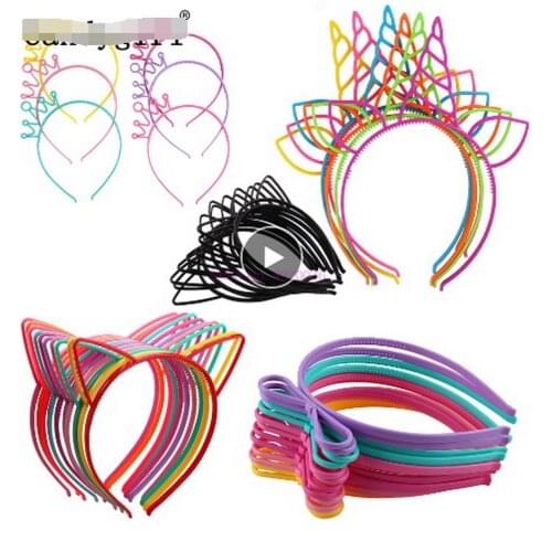 DHL 2000pcs Girlss Cat ears Crown Tiara Princess With Plastic Animal hair Band Butterfly Bow Hoop Accessories