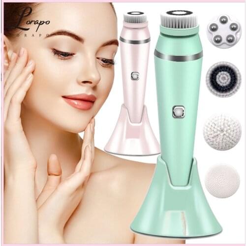Electric Silicone Facial Cleaning Brush 4 in 1 Cleaning Brush Sonic Roller Massager to Remove Blackheads and Acne Pore Cleanser
