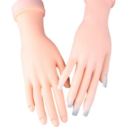 Bendable Table Mount Soft Manicure Practice Model Nail Art Training Faux Hand Re-usable Practice Hand Mannequin Hand Nail Design