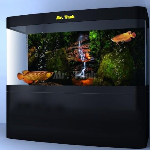 Customized Aquarium Background Poster With Self-Adhesive Mountain Water High Glossy PVC Fish Tank Decorative Wall Backdrop