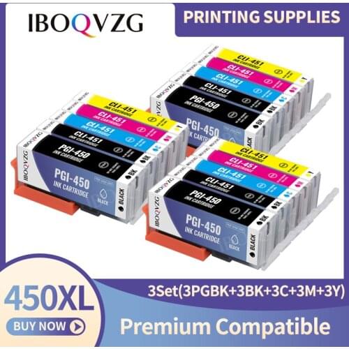 IBOQVZG PGI-450 CLI-451 Compatible Ink Cartridge PGI450 PGI 450 suit For canon PIXMA MG6340 MG7140 IP8740 etc