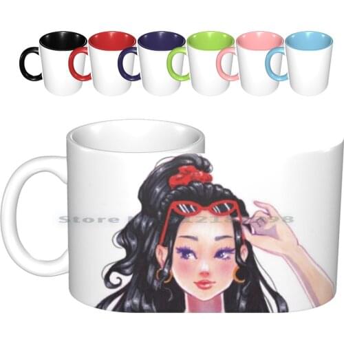 90s Girl Ceramic Mugs Coffee Cups Milk Tea Mug 90s 90s 90s Vibes Nostalgic Nostalgia Fashion Illustration Anime Creative
