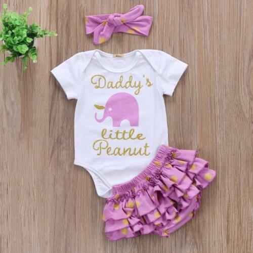 Baby Girls 3 pcs Layered Ruffle Clothing Set Newborn Kids Infant Baby Girl glittering Letters Outfit Jumpsuit Bodysuit+Shorts