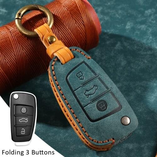 Leather 2005-2015 Car Key Case For Audi A1 A3 A4 A5 A6 A7 A8 Quattro Q3 Q5 Q7 R8 Allroad C5 C6 TT S3 S5 S6 S4 RS6 holder shell