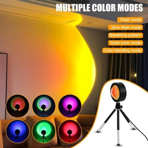 2021 Creative USB Sunset Projector Light RGB Variable Light Sun Rainbow Projector Atmosphere LED Night Light Colorful Lights H3